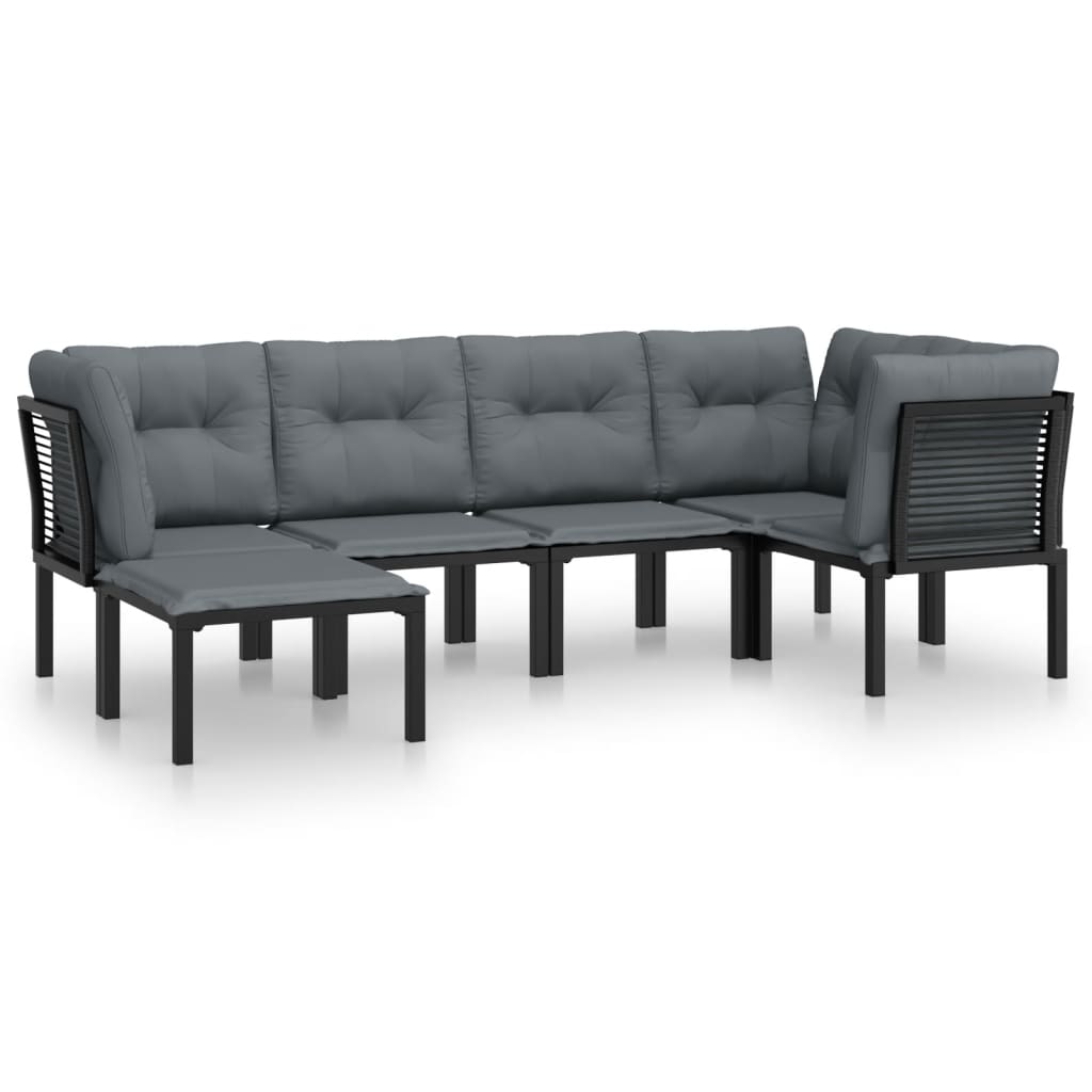 Juego de muebles de jardin 6 piezas ratán sintético negro y gris