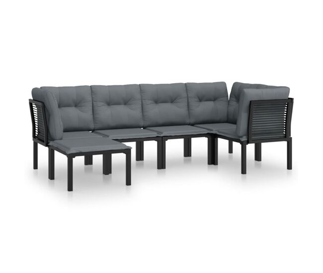 Juego de muebles de jardin 6 piezas ratán sintético negro y gris