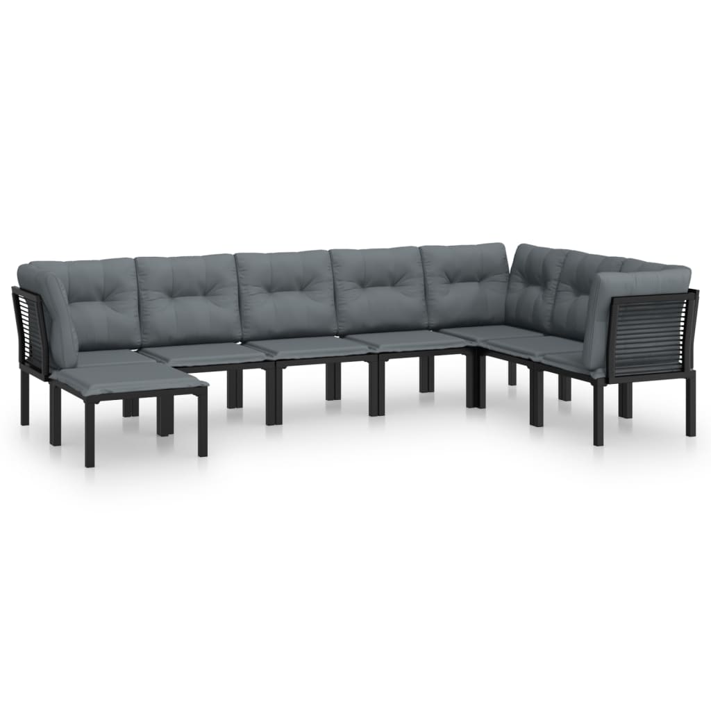 Juego de muebles de jardin 8 piezas ratán sintético negro y gris