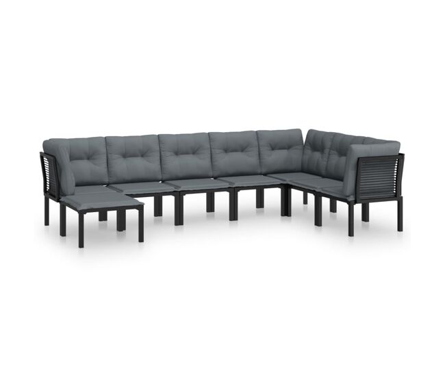 Juego de muebles de jardin 8 piezas ratán sintético negro y gris