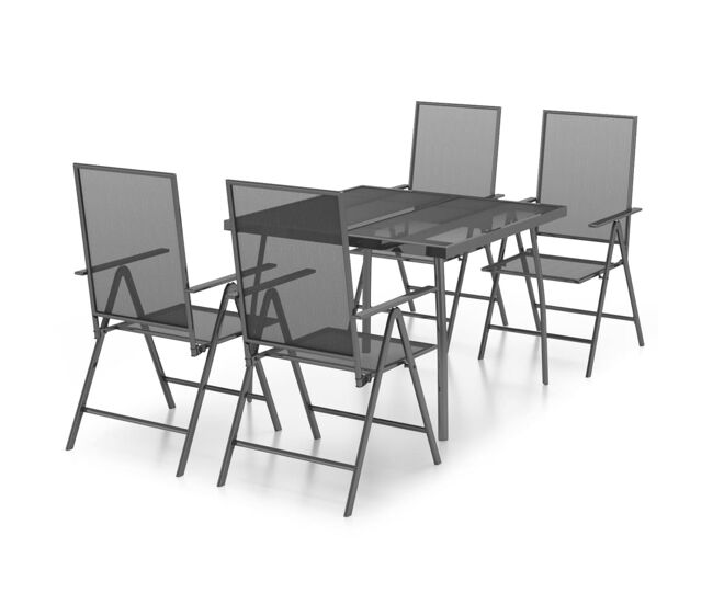 Juego de comedor de jardin 5 piezas acero gris antracita