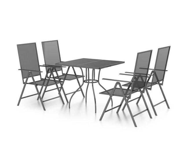 Juego de comedor de jardin 5 piezas acero gris antracita