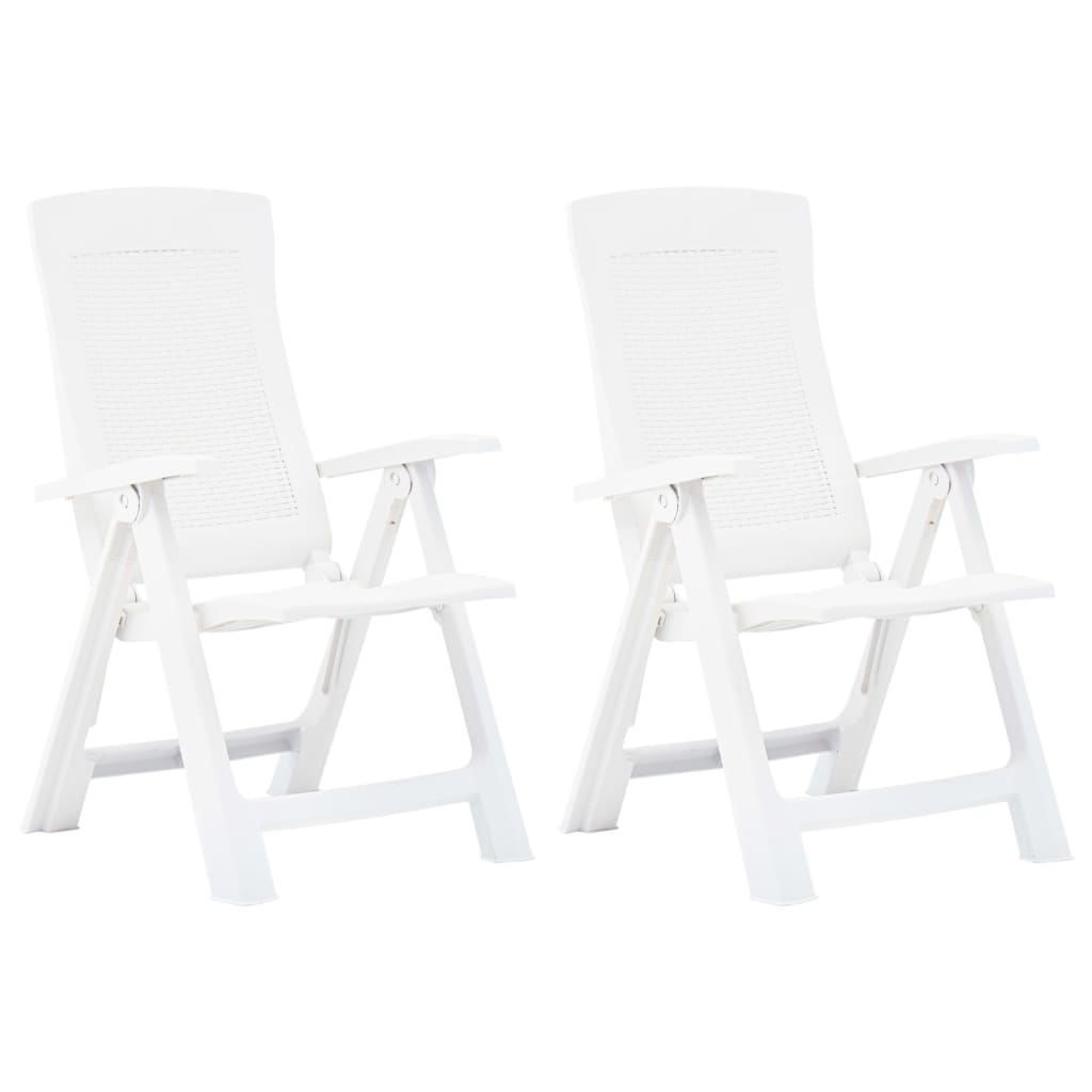 2 Sillas de jardín reclinables de plástico Blanco