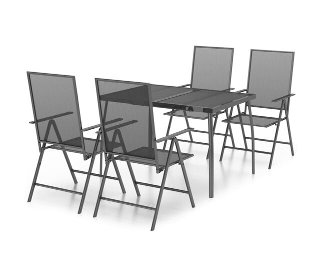 Juego de comedor de jardin 5 piezas acero gris antracita