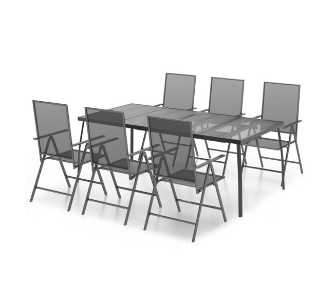 Juego de comedor de jardin 7 piezas acero gris antracita