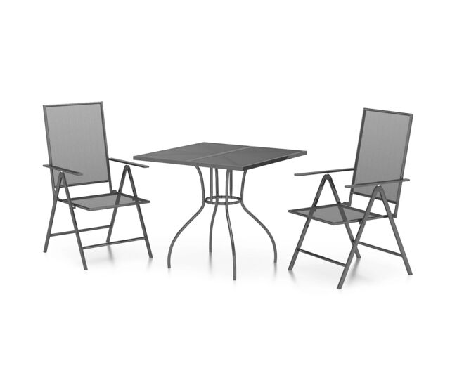 Juego de comedor de jardin 3 piezas acero gris antracita