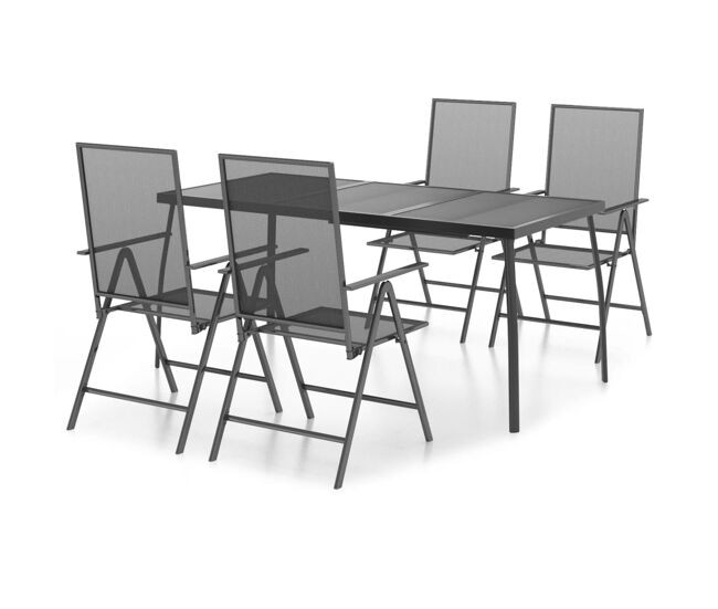 Juego de comedor de jardin 5 piezas acero gris antracita
