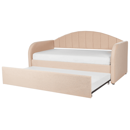 Cama gavetão Bouclé EYBURIE 90 x 200 cm Rosa pêssego
