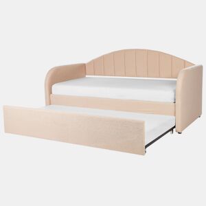 Cama gavetão Bouclé EYBURIE 90 x 200 cm Rosa pêssego