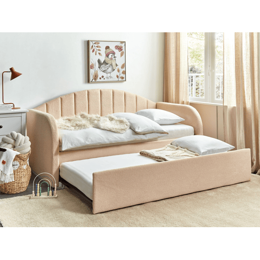 Cama gavetão Bouclé EYBURIE 90 x 200 cm Rosa pêssego