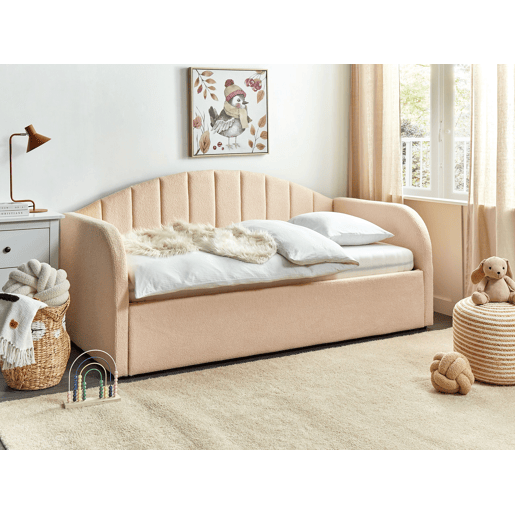 Cama gavetão Bouclé EYBURIE 90 x 200 cm Rosa pêssego