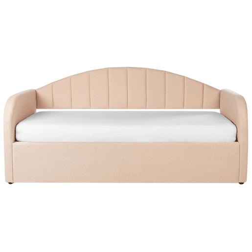 Cama gavetão Bouclé EYBURIE 90 x 200 cm Rosa pêssego