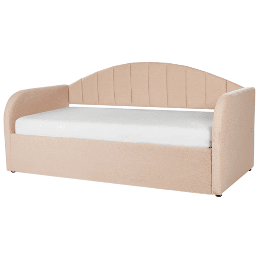 Cama gavetão Bouclé EYBURIE 90 x 200 cm Rosa pêssego