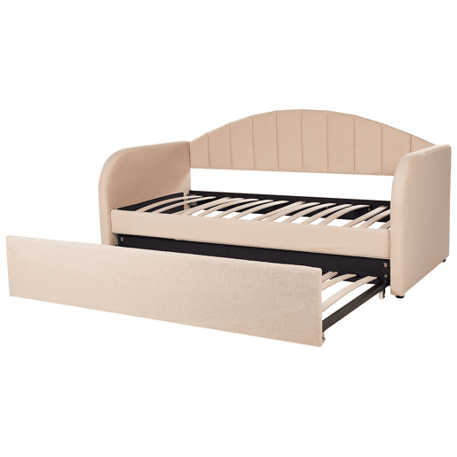 Cama gavetão Bouclé EYBURIE 90 x 200 cm Rosa pêssego