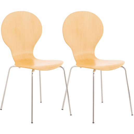 Set De 2 Sillas De Comedor Apilable Diego Madera Natural 45X43X86 cm