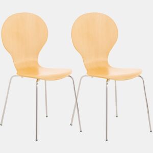 Set De 2 Sillas De Comedor Apilable Diego Madera Natural 45X43X86 cm
