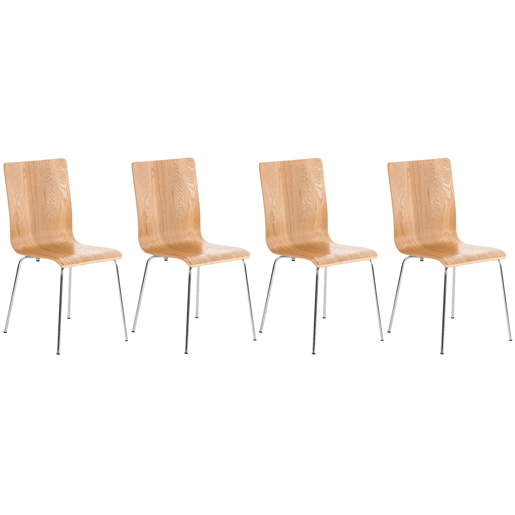 Juego de 4 Sillas de Espera Pepe Madera Roble 47X43X87 cm