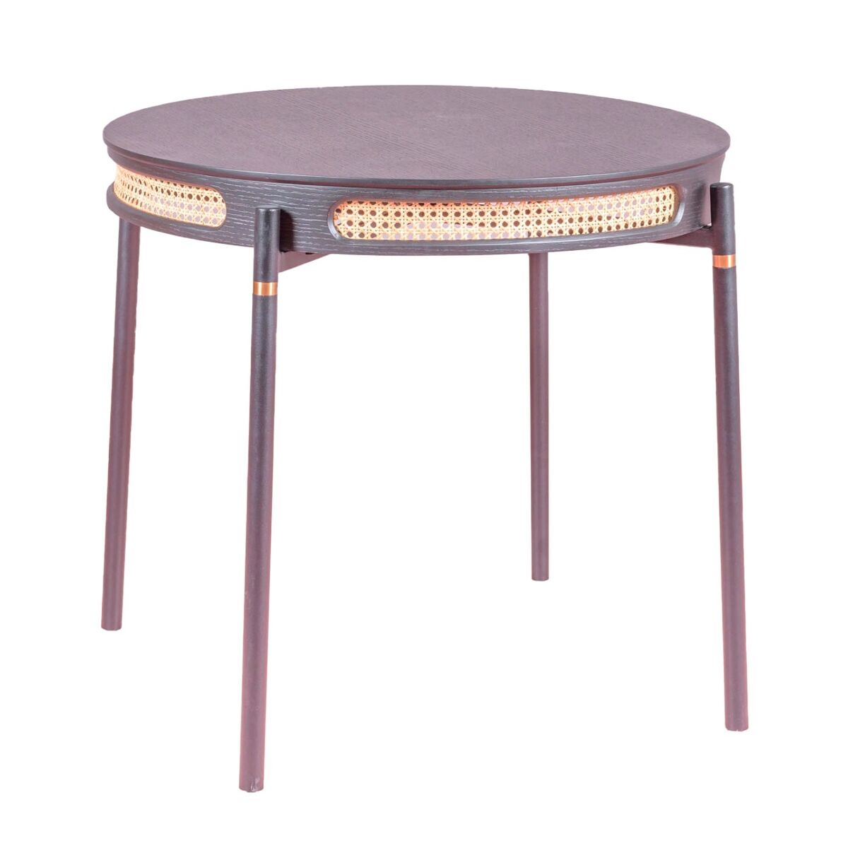 Mesa de comedor redonda retro con detalles en ratán  - North 81x81