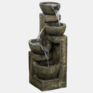 Outsunny Fonte de Jardim 5W Fonte de Água em Cascata de 4 Níveis com Bomba de Água e Saída de Água Ajustável para Decoração Pátio 25x24x60 cm Multicolor