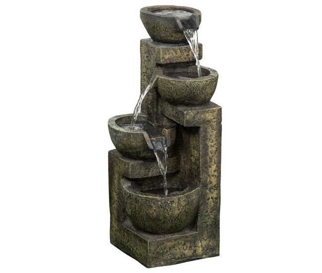 Outsunny fuente de jardín 5w fuente de agua en cascada de 4 niveles con bomba de agua y salida de agua ajustable para decoración patio 25x24x60 cm