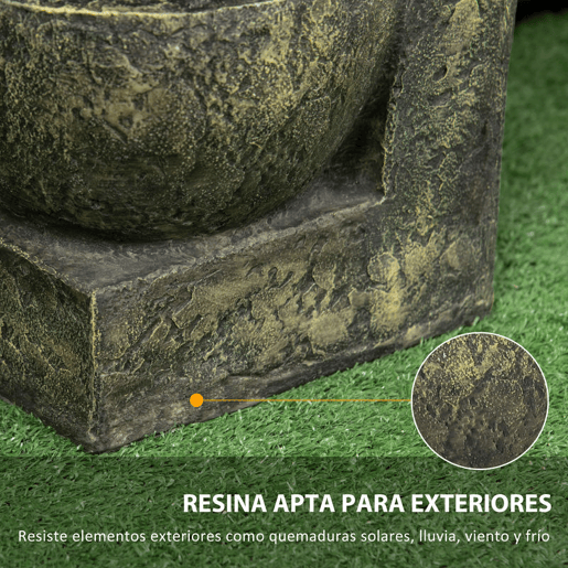 Outsunny Fonte de Jardim 5W Fonte de Água em Cascata de 4 Níveis com Bomba de Água e Saída de Água Ajustável para Decoração Pátio 25x24x60 cm Multicolor