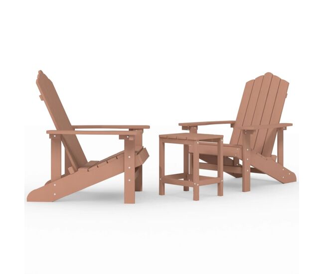 Sillas de jardin adirondack con mesa hdpe marrón