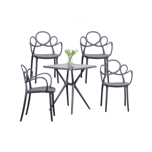 Conjunto de 4 cadeiras de design com braços e mesa para o jardim - Dream