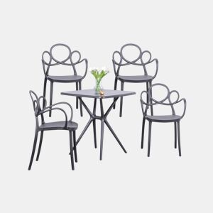 Conjunto de 4 cadeiras de design com braços e mesa para o jardim - Dream