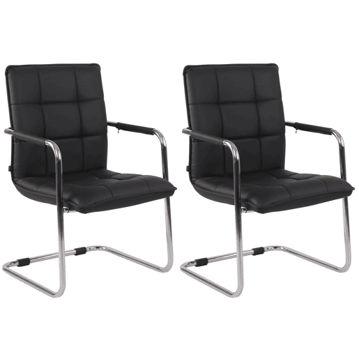 Set de 2 sillas de conferencia Gandia Simil cuero Negro 64X57X89 cm