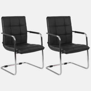 Set de 2 sillas de conferencia Gandia Simil cuero Negro 64X57X89 cm