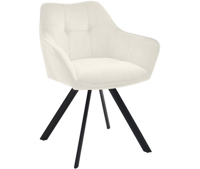Silla de comedor Scott en terciopelo o tela Crema 62X64X82 cm