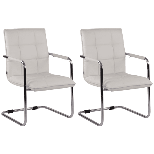 Set de 2 sillas de conferencia Gandia Simil cuero Blanco 64X57X89 cm