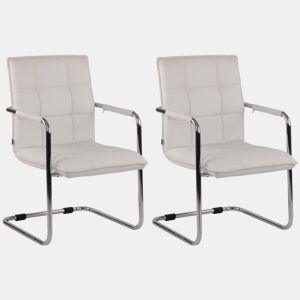 Set de 2 sillas de conferencia Gandia Simil cuero Blanco 64X57X89 cm