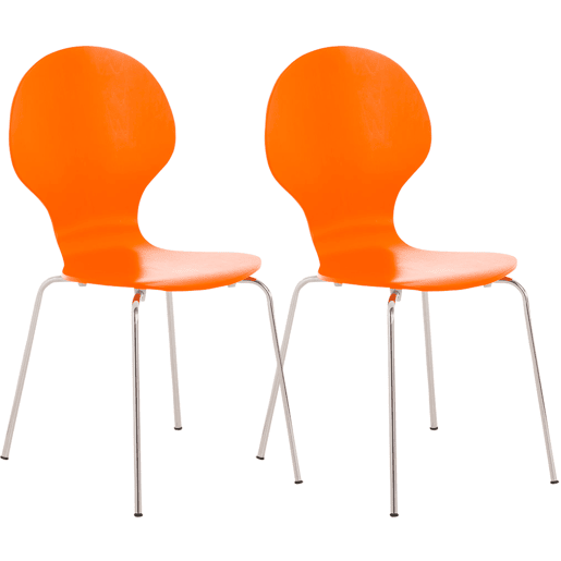 Set De 2 Sillas De Comedor Apilable Diego Madera Naranja 45X43X86 cm