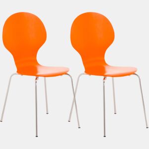 Set De 2 Sillas De Comedor Apilable Diego Madera Naranja 45X43X86 cm