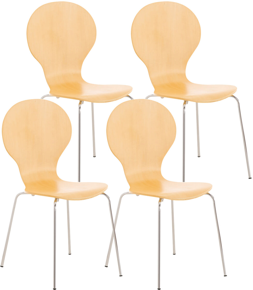 Set 4x sillas de visita diego apilable madera natural 45x43x86 cm
