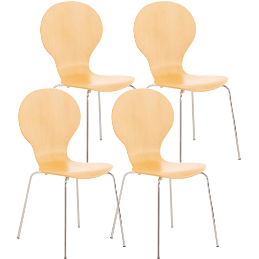 Set 4x Sillas de Visita Diego Apilable Madera Natural 45X43X86 cm