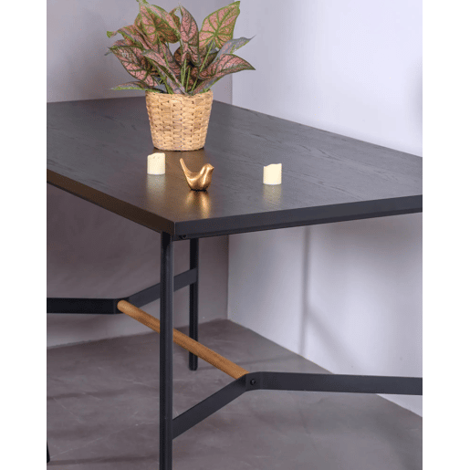 Mesa de jantar retangular em madeira de carvalho (140x80) - Blackstorm
