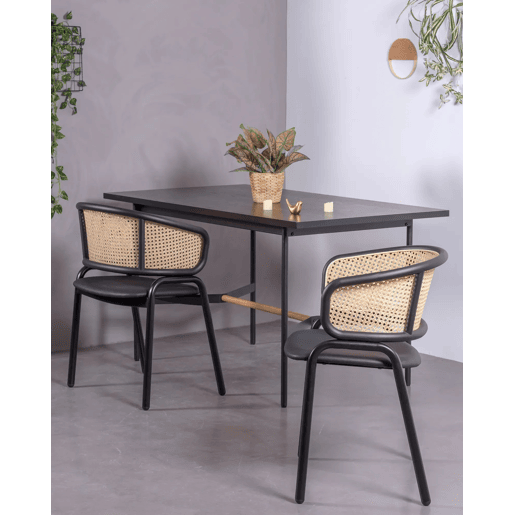 Mesa de jantar retangular em madeira de carvalho (140x80) - Blackstorm