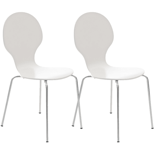 Set De 2 Sillas De Comedor Apilable Diego Madera Blanco 45X43X86 cm