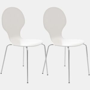 Set De 2 Sillas De Comedor Apilable Diego Madera Blanco 45X43X86 cm