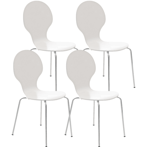 Set 4x Sillas de Visita Diego Apilable Madera Blanco 45X43X86 cm