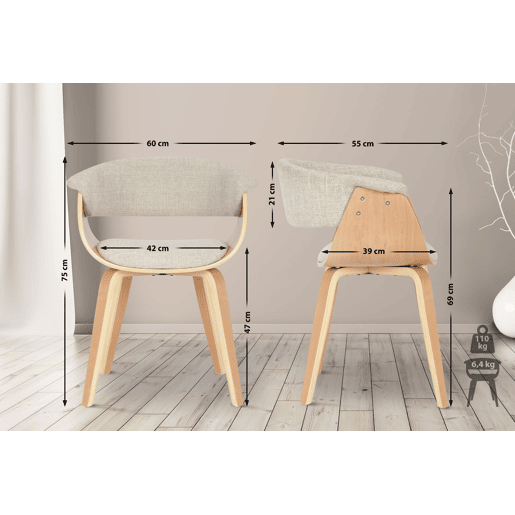 Silla Bruce tela Crema 55X60X75 cm