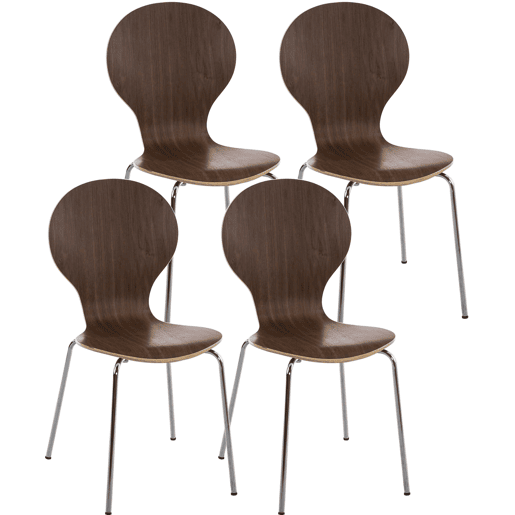 Set 4x Sillas de Visita Diego Apilable Madera Nogal 45X43X86 cm