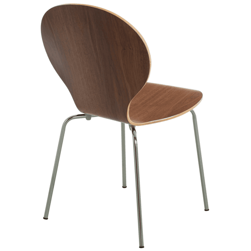 Set 4x Sillas de Visita Diego Apilable Madera Nogal 45X43X86 cm