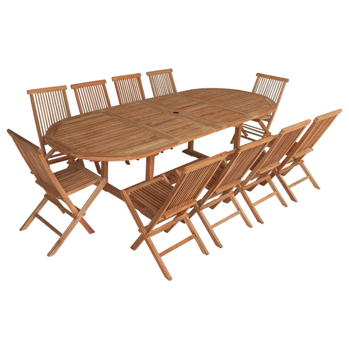 Muebles de jardín de teca lombok - mesa extensible ovalada - 10 plazas