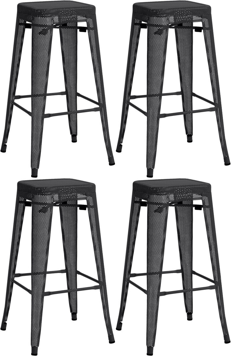 Set de 4 taburetes de bar fletcher metal negro 43x43x77 cm