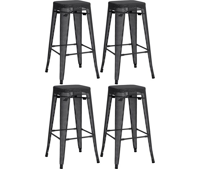 Set de 4 taburetes de bar fletcher metal negro 43x43x77 cm