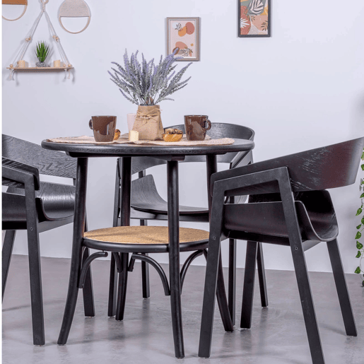 Mesa retrô redonda estilo vintage em madeira de freixo natural (80cm) - Oldhouse