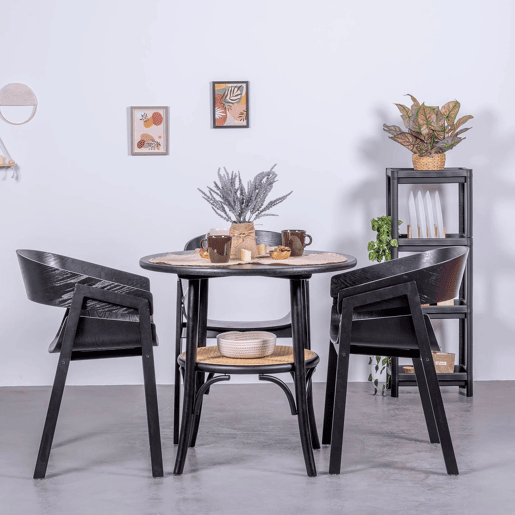 Mesa retrô redonda estilo vintage em madeira de freixo natural (80cm) - Oldhouse